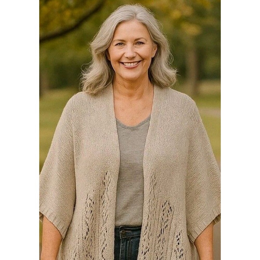 Knox Rose Beige Open-Front Cardigan